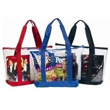 large clear tote bag with zipper closure